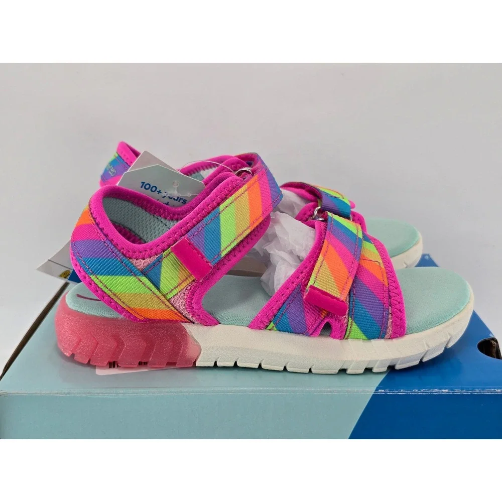 Stride Rite Sevita Rainbow Sandals Big Kid 11M Multi-Color Hook & Loop - New